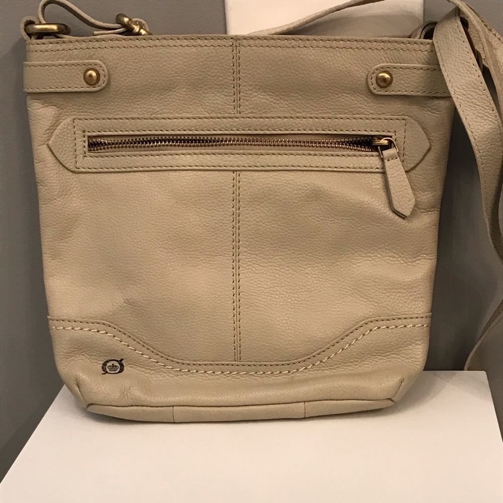 Cream leather cross body purse